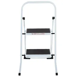 Stahl-Klapptritt-Leiter, 2 Stufen, Stahl in Weiß, kompakt klappbar - 45,5 cm hoch, Universal-Leiter, Helfer für den Alltag, Raburg Step Klein