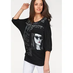 3/4-Arm-Shirt, Gr. 34, schwarz-weiß-rot-bedruckt, , 337847-34