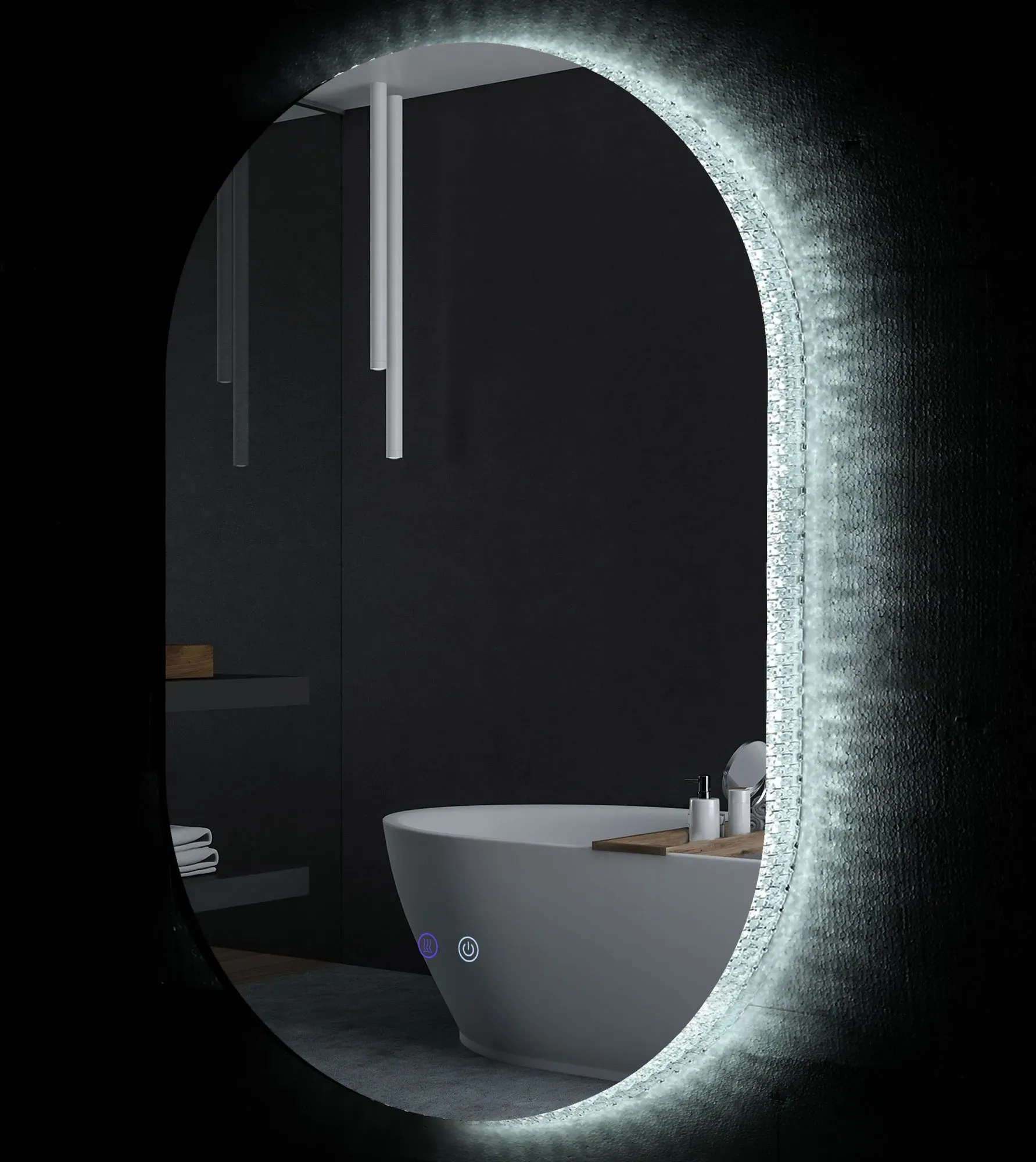 Kleankin Wandspiegel für Badezimmer, ovale LED-Badezimmer-Spiegel 80 x 50 cm - Anti-Beschlag, einstellbare Farben, Helligkeit, berührungsempfindlicher Schalter, Acryl-Dekoration   Aosom