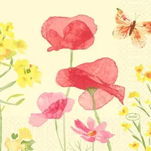 Duni Zelltuch Serviette, 24x24 3lg 1/4 Poppy Field