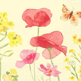 Duni Zelltuch Serviette, 24x24 3lg 1/4 Poppy Field