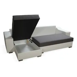 Fun Möbel Ecksofa Sofa COLLIN mit Schlaffunktion Schwarz / Braun Ottomane Links - Schwarz