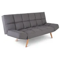 Schlafsofa, 2-Sitzer, mit Gästebett-Funktion, klappbare 2-in-1-Funktion: Sofa und Gästebett, Metallbeine, Stoff in Dunkelgrau, Raburg Yara