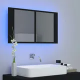 vidaXL Spiegelschrank 80 cm 2 Türen schwarz