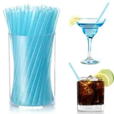 Cocktail-Strohhalme für Mini-Trinkhalme, Polypropylen, Glitzer, wiederverwendbar, blau, glitzernd, 50 Stück