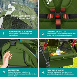 Kidiz KIDIZ® Kinderwagen Kinderbuggy klappbar Liegebuggy Sportwagen Faltbar 360° Räder 5-Punkt Gurt Inkl. Fußsack, Getränkehalter, Regenabdeckung & Moskitonetz verstellbare Rückenlehne & Sonnenverdeck