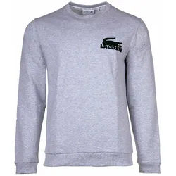 LACOSTE Herren Sweatshirt - Loungewear, Basic, Rundhals, Baumwolle Grau S
