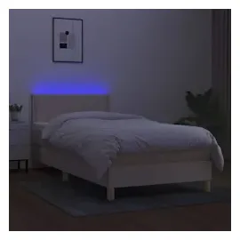 vidaXL Boxspringbett mit Matratze & LED Creme 100x200 cm Stoff