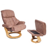 MCA Furniture MCA Relaxsessel Edmonton, TV-Sessel Hocker, 180kg belastbar Stoff/Textil ~ braun, Gestell naturbraun