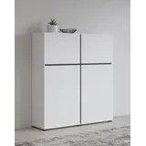 INOSIGN »Cross, moderne grifflose Hochkommode mit 4 Türen,Türkommode«, Hochschrank, Höhe 139 cm mit viel Stauraum, Einlegeböden verstellbar, weiß
