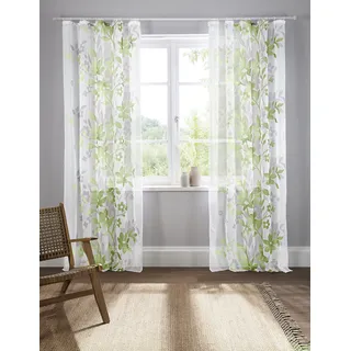 Home Affaire Gardine HOME AFFAIRE "Ina" Gr. 2, grün, B:144cm H:175cm, Voile, Polyester, Gardinen, transparent, 2-er Set, einseitig bedruckt, Voile
