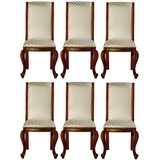 Casa Padrino Esszimmerstuhl Luxus Barock Esszimmer Stuhl Set Gold Muster / Braun / Gold 50 x 55 x H. 105 cm - Edles Küchen Stühle 6er Set - Barock Esszimmer Möbel