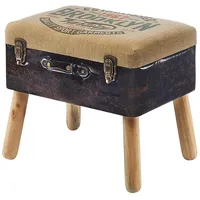 Kobolo Kofferhocker Leinen 50 x 45 x 36 cm Braun