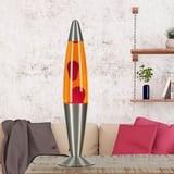 Licht-Erlebnisse Moderne Lavalampe groß, Tischlampe Orange Rot, 42 cm, inklusive Leuchtmittel, G9 30 W mit Kabelschalter, Geschenkidee, Jugendzimmer, Partyraum, Retro Lampe