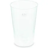 FALAMBI 50 Stück Mehrweg-Trinkbecher, Partybecher, unzerbrechlich, klare PP-Messlinie, 0,30 l, Durchmesser 7,9 cm