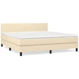 vidaXL Boxspringbett mit Matratze Creme 160x200 cm Stoff