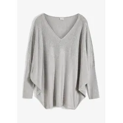 bonprix Pullover mit Strass-Applikation, grau, 52/54 (XXL)