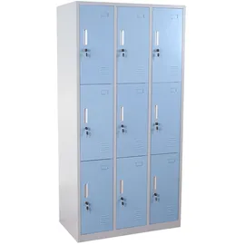 Mendler Schließfach Boston T829, Schließfachschrank Wertfachschrank Spind, Metall 9 Fächer ~ blau