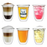 Creano doppelwandige Gläser 400ml „DG-V“, 6er Set, Thermoglas doppelwandig aus Borosilikatglas, Kaffeegläser, Teegläser, Latte Gläser, Doppelwandgläser