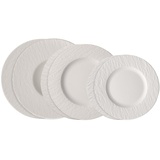 Villeroy & Boch Manufacture Rock blanc Teller-Set, 6 tlg., Geschirr Set für 2 Personen, Premium Porzellan, Weiß