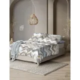 IRISETTE Wave Mako-Satin, Bettwäsche 135x200 Zickzack Natur beige Silber 8594-80