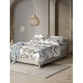 IRISETTE Wave Mako-Satin, Bettwäsche 135x200 Zickzack Natur beige Silber 8594-80