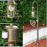 hofstein Außenleuchte Aluminium/Glas mit Bewegungsmelder E27 IP44 1 Stück braun/gold