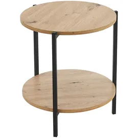 [en.casa] Beistelltisch Kuopio 50xø40cm Schwarz/Holzoptik