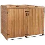 MCW XL 2er-/4er-Mülltonnenverkleidung MCW-H74, Mülltonnenbox, erweiterbar 126x158x98cm Holz MVG ~ braun