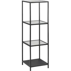 Standregal ACTONA GROUP "Stoke", schwarz, B:35cm H:120cm T:37cm, Metall, Regale, Regal, aus Metall mit Gläsböden in Leichter Konstruktion, Höhe 119cm