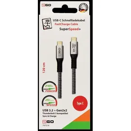 2Go USB-C 1,2 m Schwarz/Silber