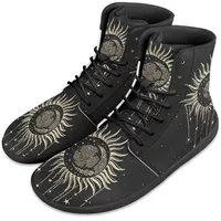 Jeiento Schwarz Mond und Sterne Schuhe für Männer Breite Zehenkasten Gehen Casual Trail Running Barfußschuhe Minimalistische Barfußschuhe Schnürung Knöchelbooties,39 EU - 39 EU Weit