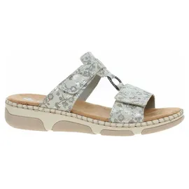 Rieker Damen Pantolette mit T-Riemen und Blumenmuster Weite H 66292, Größe:41 EU, Farbe:Mehrfarbig - Grau - 41