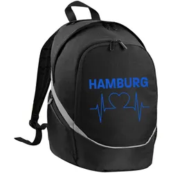 multifanshop Rucksack - Hamburg - Herzschlag - Druck blau - Tasche