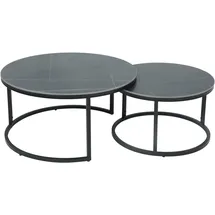 Hela 2er-Set Couchtisch - schwarz-Marmoroptik - Sinterstein