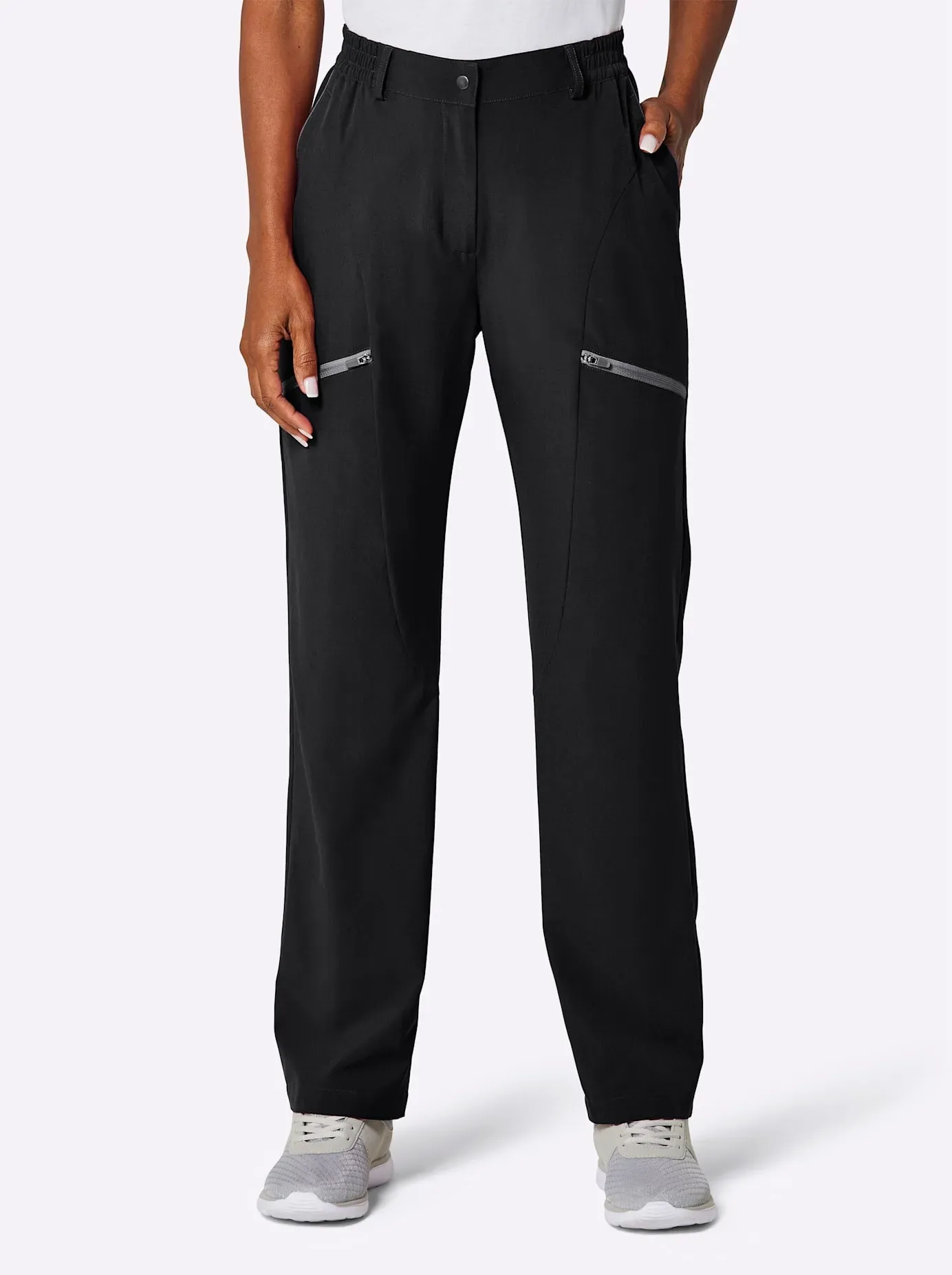 Trekkinghose CATAMARAN, Damen, Gr. 50, Normalgrößen, schwarz, 93% Polyester, 7% Elasthan, Paspelierung:100% Polyester, unifarben, lang, Hosen Trekkinghose