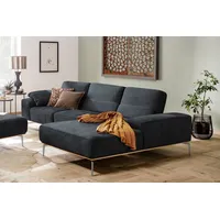 W.SCHILLIG Ecksofa run, Designsofa mit tollem Sitzkomfort, bequem, L-Form, mit elegantem Holzsockel, Füße in Chrom glänzend, Breite 319 cm schwarz