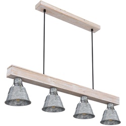 VINTAGE Pendel Decken Strahler Wohn Zimmer Hänge Holz Lampe zink-farben im Set inkl. LED Leuchtmittel