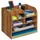 Relaxdays Schreibtisch Organizer mit Dokumentenablage 10 Fächer 27,5 x 32,5 x 25 cm Dunkelbraun
