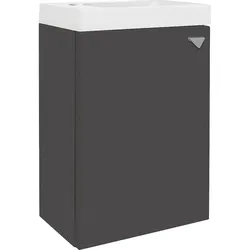Waschtischunterschrank Elyp mit Waschtisch aus Mineralguss (Ausführung: WTU+Mineralguss-WT ELYP 400x609x220mm 1 Türe anthrazit matt Anschlag links)