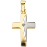 Kettenanhänger ADELIA ́S "Kreuzanhänger 333 Gold ( 8K ) mit Zirkonia", silber, Schmuckanhänger, Damen, mit Zirkonia, Gold, Kettenanhänger, Goldanhänger Kreuz