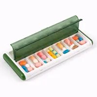 1 PCS Tablettenbox 7 Tage 2 Fächer Morgens Abends, Trockensicher Medikamentenbox 14 Tage,Tragbar Pillenbox 7 Tage 2 Fächer, Pill Box Für Vitamine, Fischöl & Tabletten (Grün)