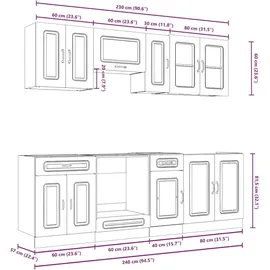 vidaXL Küchenzeile Kalmar 8-tlg. Hochglanz  Weiß