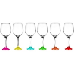Sendez Weinglas 6 Weingläser 250ml mit bunten Füßen Weinglas Weißweingläser Rotweingläser Weinkelche, Glas