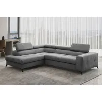 Kaiser Möbel Ecksofa mit schlaffunktion und bettkasten, Sofa L-form, Couch L-form Arcadi Dicker Cord Dunkelgrau Links - Grau