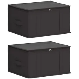 vidaXL Aufbewahrungsbox mit transparentem Oberfenster 2-tlg. Anthrazit