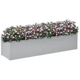 Outsunny Pflanzkübel, Kräuterkübel Blumentopf Stahl 91x22x22cm grau für Balkon, Terrasse, Aosom.de