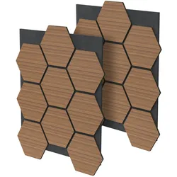 ML-Design Akustikpaneele Wandpaneele 2er Set 66x81cm – 1m2 Hexagon Wandverkleidung Teak