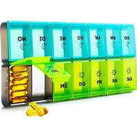 Pillendose 7 Tage XL Feuchtigkeitsfest 14 Fächer Vitamine Medikamente