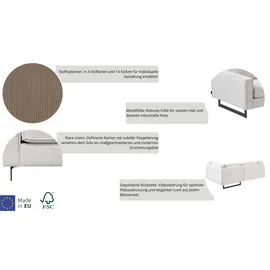 PLACES OF STYLE Ecksofa »Pinto, XXL, 250/290 cm, langer Schenkel, Ottomane«, Cord, Chenille, Lederoptik, mit Keder, Metallfüße, Wellenunterfederung
